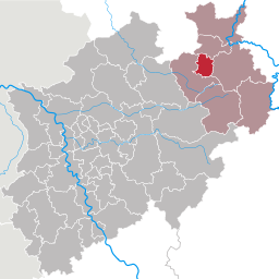 Bielefelds läge i Regierungsbezirk Detmold, Nordrhein-Westfalen.