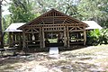 Wheelchair ramp to log picnic shelter