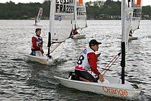 O'PEN Skiff sailors participate in a light wind race in France Open bic.jpg