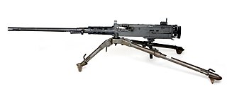 The M2 machine gun or Browning .50 caliber machine gun is a heavy machine gun that was designed towards the end of World War I by John Browning. Its design is similar to Browning's earlier M1919 Browning machine gun, which was chambered for the .30-06 cartridge. The M2 uses Browning's larger and more powerful .50 BMG cartridge. The design has had many designations; the official U.S. military designation for the current infantry type is Browning Machine Gun, Cal. .50, M2, HB, Flexible. It is effective against infantry, unarmored or lightly armored vehicles and boats, light fortifications, and low-flying aircraft.