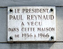 Plaque Paul Reynaud, 5 place du Palais-Bourbon, Paris 7.jpg