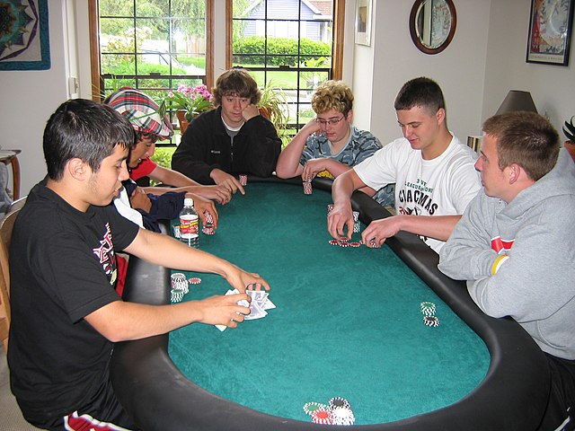 A home poker tournament in progress.
