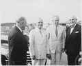 President Truman at National Airport in Washington, D. C. to see off Secretary of State George Marshall and two... - NARA - 199698.tif