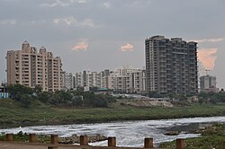 High-rise buildings, seen across water