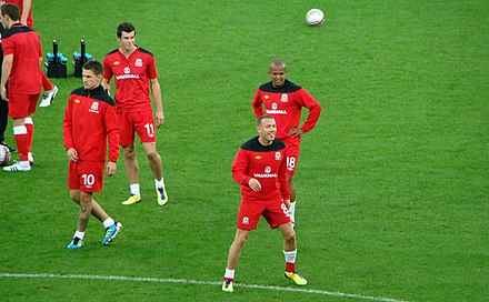 Aaron Ramsey, Gareth Bale, Robert Earnshaw et Craig Bellamy avec le pays de Galles en 2012.