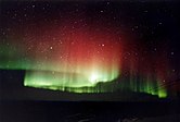 Red and green Aurora in Fairbanks, Alaska.