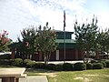 flagpole and building