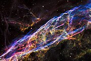 Veil Nebula observed by مرصد هابل الفضائي.[10]