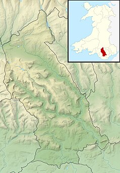 Mapa konturowa Rhondda Cynon Taf, blisko centrum po lewej na dole znajduje się punkt z opisem „Tonypandy”