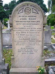 The gravestone of Eleanor Rigby (1895–1939) in St Peter's Parish Church, Woolton