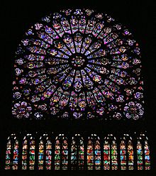 The south rose window in Notre Dame de Paris, one of the best-known examples of windows in church architecture Rose window Notre Dame.JPG