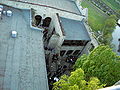 Rudelsburg: View from the tower into the yard on Kösener Farbenabend 2005