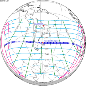 Carte de l'éclipse générale.