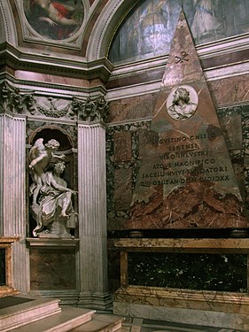 Agostino Chigis gravmonument i Cappella Chigi i Santa Maria del Popolo. Till vänster Berninis skulptur Habackuk och ängeln.