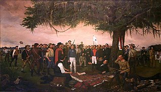 <i>Surrender of Santa Anna</i> 1886 painting by William Henry Huddle at the Texas State Capitol in Austin, Texas, U.S.