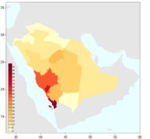 Saudi Arabia population density (people per km ) Saudi Arabia population density 2010.png
