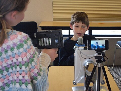 School children making broadcast.jpg