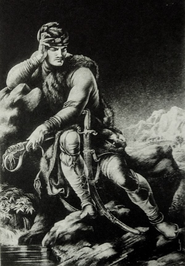 Tariel, the knight in the panther's skin, S.S. Kobuladze illustration.