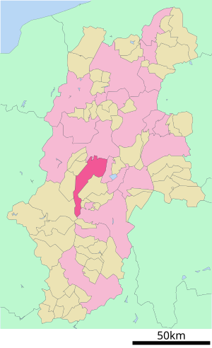 Locatie van Shiojiris in de prefectuur