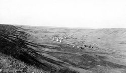 A portion of the Shonkin Sag near Highwood, Montana, in 1920. Shonkin sag 1920.jpg