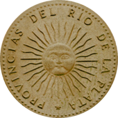 Sun of May on the first Argentine coin, 1813 Sol de mayo moneda.png