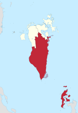 Karte von Bahrain mit Südgouvernement