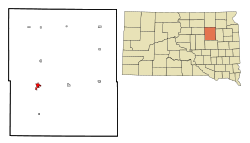 Location of Redfield in South Dakota
