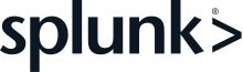 Splunk logo yang terdiri dari nama perusahaan dalam sans-serif jenis huruf, diikuti dengan "lebih besar dari" simbol.