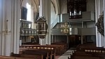 Orgel, Patronatsloge, Messing Kron- und Wandleuchter