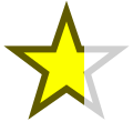 Gold three-quarters star