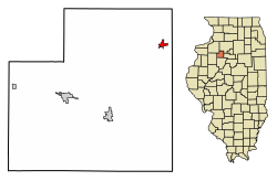 Location of Bradford in Stark County, Illinois.