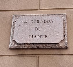 Targa dialetàle da stradda du ciantê