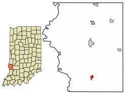 Location of Carlisle in Sullivan County, Indiana.