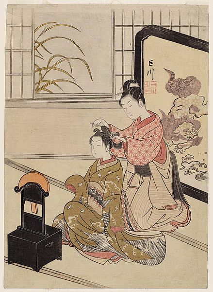 File:Suzuki Harunobu (1766) Zashiki Hakkei - Autumn Moon of the Mirror Stand - with Kyosen seal.jpg