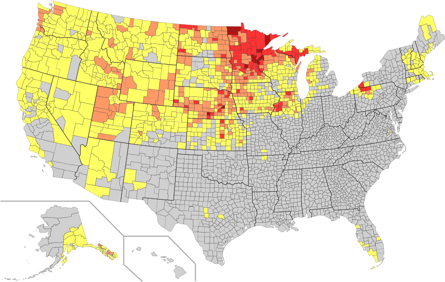 The distribution of Swedish Americans according to the 2000 census