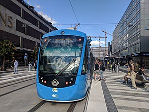 Spårvagn på Klarabergsgatan 2018.