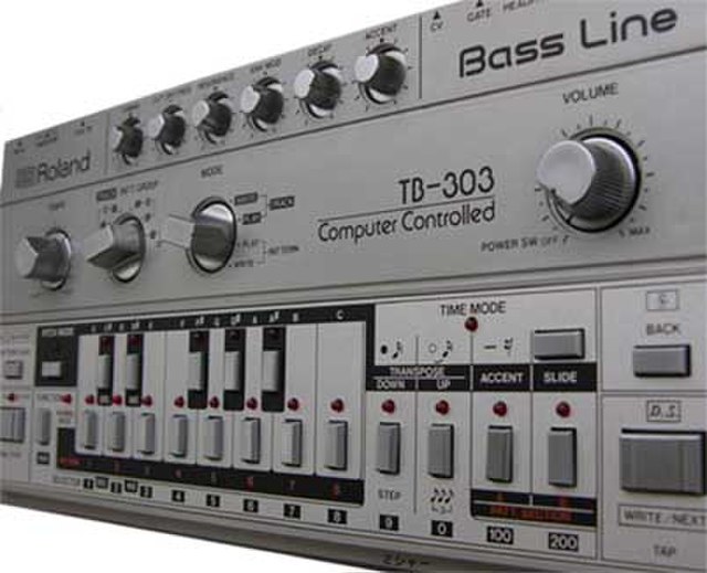 Roland TB-303: The bass line synthesizer that was used prominently in acid house.