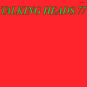 A red cover with "TALKING HEADS: 77" written at the top in green