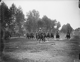 Men of the 9th Hodson's Horse, practising a charge with the lance near Querrieu, September 1916. The Battle of the Somme, July-november 1916 Q4105.jpg