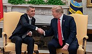 President Trump and Czech Prime Minister Andrej Babis The Prime Minister of the Czech Republic and Mrs. Monika Babisova Visit the White House (47318288391) (cropped).jpg