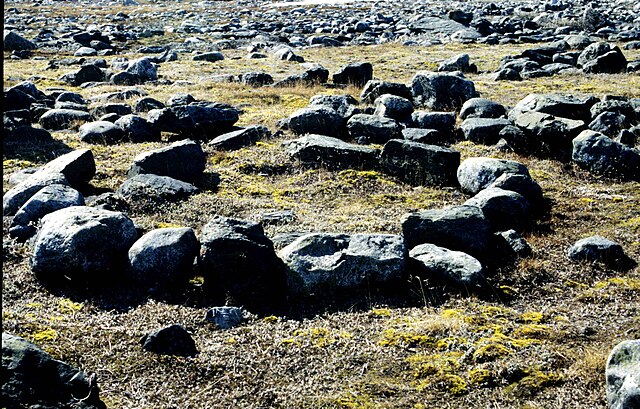 Tent ring from the Thule culture on the Meliadine River, near Rankin Inlet, Canada