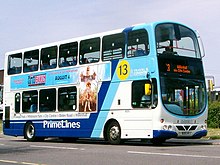 Wright Eclipse Gemini bodied Volvo B7TL with PrimeLines 13 branding in 2006 Travel Coventry route 13.jpg