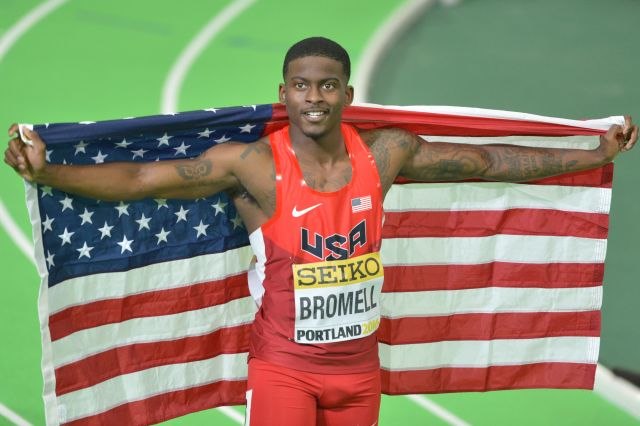 Bromell at the 2016 World Indoor Championships in Portland