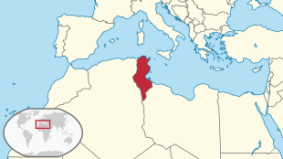 Locatie van Tunesië in Afrika