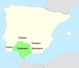 The Turdetani were an ancient pre-Roman people of the Iberian Peninsula, living in the valley of the Guadalquivir, in what was to become the Roman Province of Hispania Baetica. Strabo considers them to have been the successors to the people of Tartessos and to have spoken a language closely related to the Tartessian language.