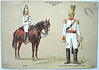 Garda (soldat) și căpitan (ofițer) al Gărzii Imperiale de Onoare în 1825.