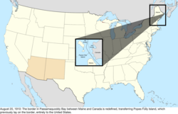 Map of the change to the United States in central North America on August 20, 1910