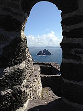 View of Skellig Beag from inside the monastery's large oratory