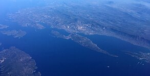 Aerial view of Split and Croatia Islands (Brac, Solta, Otok, etc)