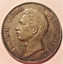 Zwey Gulden, Württemberg, 1846, AKS 76, Porträt Wilhelms I. (Quelle: Wikimedia)